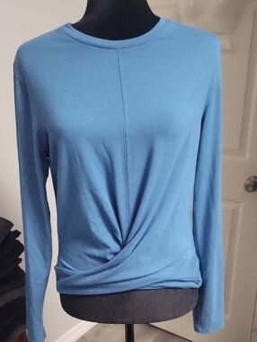 Diadora Medium Blue Twist Front Long Sleeve Top